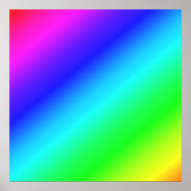 Póster Gradiente de Arco-íris Diagonal Azul para Verde (Frente)