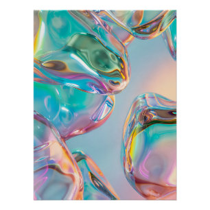Póster Gradiente de Aura Metálico Líquido Holográfico Est