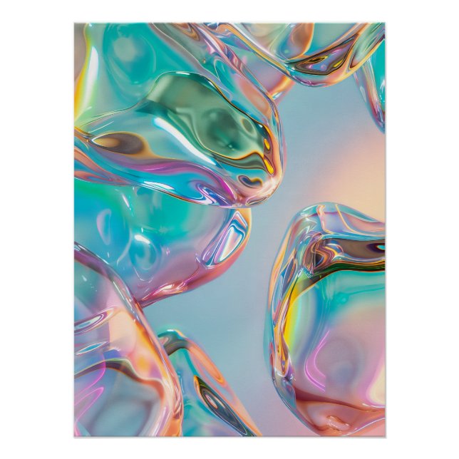 Póster Gradiente de Aura Metálico Líquido Holográfico Est (Frente)