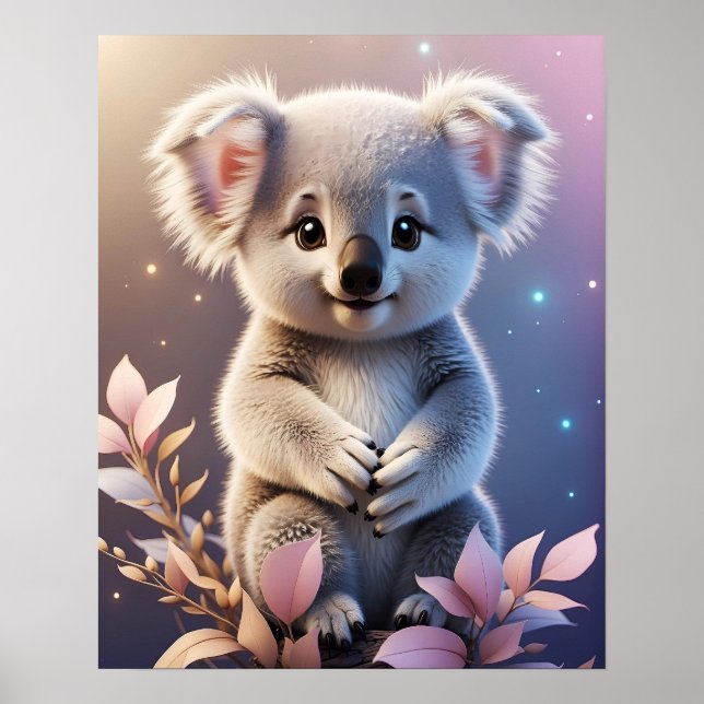 Poster Gradiente de Sonho Fantasia e Bonita Koala (Frente)