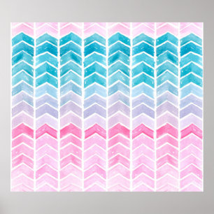 Poster Gradiente geométrico de cor aquosa pintado à mã