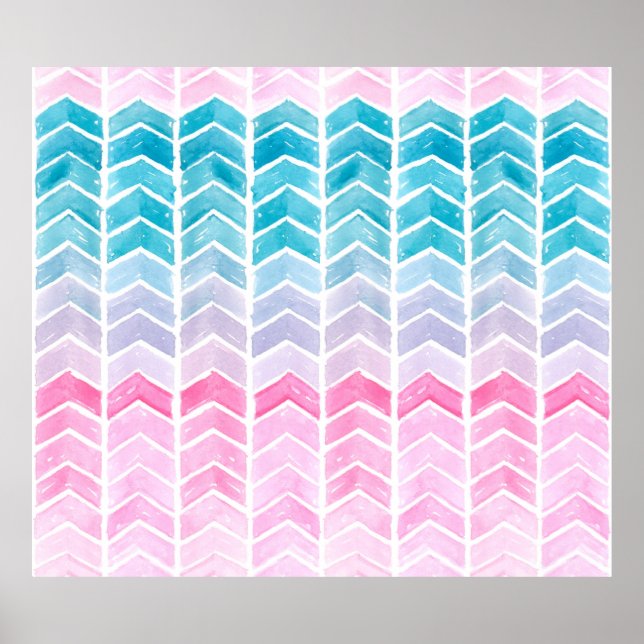 Poster Gradiente geométrico de cor aquosa pintado à mão,  (Frente)