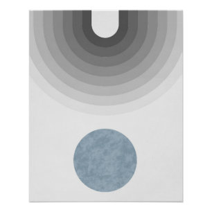 Póster Gradiente Monocromático Minimalista com Círculo Az