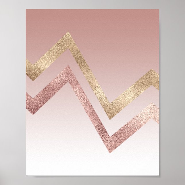 Poster Gradiente Tchic Dourado, Cor-de-Rosa, Rosa (Frente)
