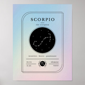 Poster Gradientes de Gradação de Gráfico Zodiac Escorpião