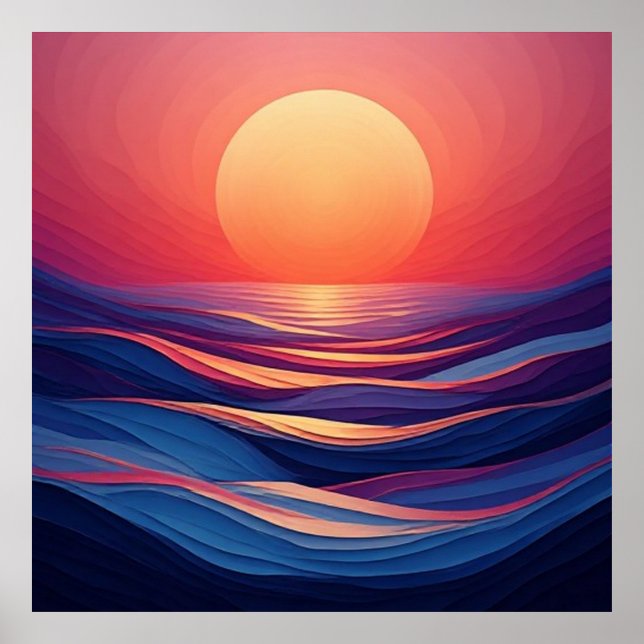 Poster Gradientes de Horizonte de Pôr do Sol Abstrato 🌅 (Frente)
