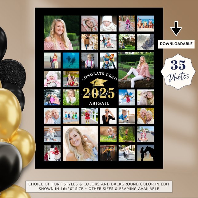 Poster Graduação 35 Colagem de Fotos - Ano Preto (Criador carregado)