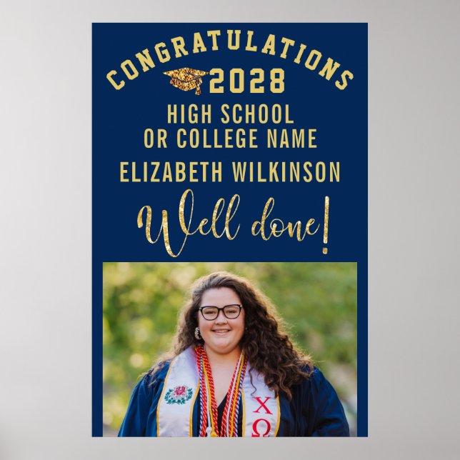 Poster Graduação com Foto Personalizada em Script Negrito (Frente)