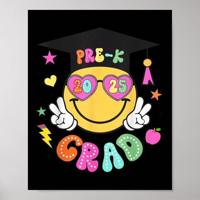 Poster Graduação da face do Groovy Smile do Formando Pré- (Frente)