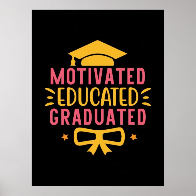Poster Graduação de Arte | Motivado Educado Graduado (Frente)