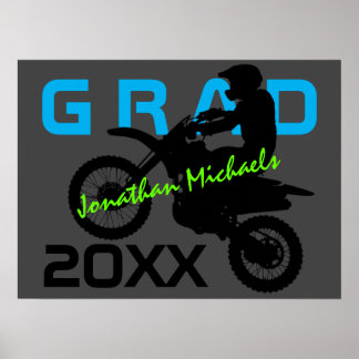 Poster Graduação de Cinzas Verdes Azuis por Motocross de