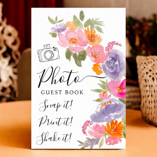 Poster Graduação de convidado de fotos florais púrpura a