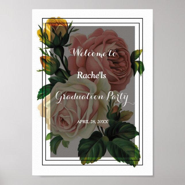Poster Graduação de Flores Românticas (Frente)