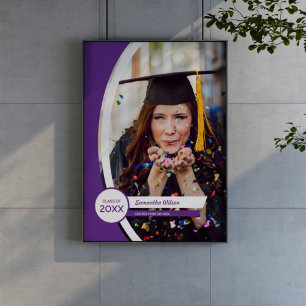 Poster Graduação de Foto de Quadro Curvado Roxo
