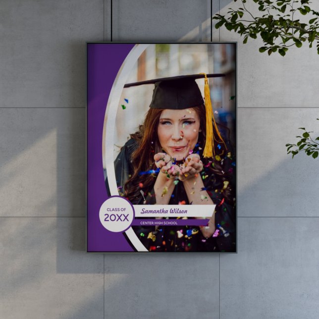 Poster Graduação de Foto de Quadro Curvado Roxo (Criador carregado)