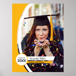 Poster Graduação de Foto de Quadro Curvo Amarelo