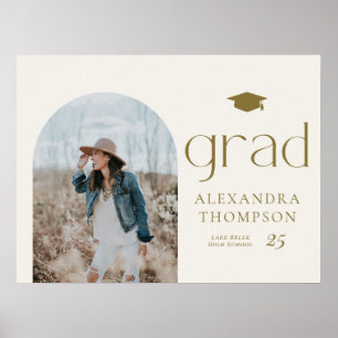 Poster Graduação de Foto em Arch Minimalista Dourada Boho