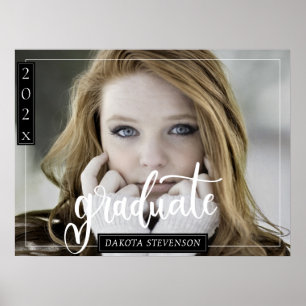 Poster Graduação de Fotos Mínima em Preto e Branco