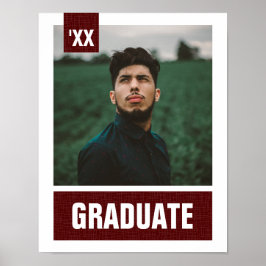 Poster Graduação de Fotos Moderna Texturizada Maroon