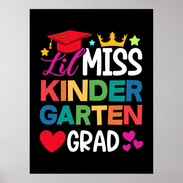 Poster Graduação de Lil Miss Kindergarten Formando Prek (Frente)