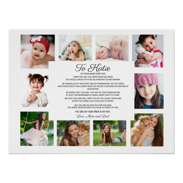 Póster Graduação Dia 10 Foto Para Filha Sentimental (Frente)