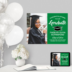 Poster Graduação em Formando Foto Verde e Branco