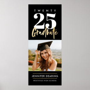 Poster Graduação em preto de fotografia por caligrafia Do
