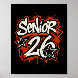 Poster Graduação Estilo Graffiti Drip Sênior 2026 Gráfico