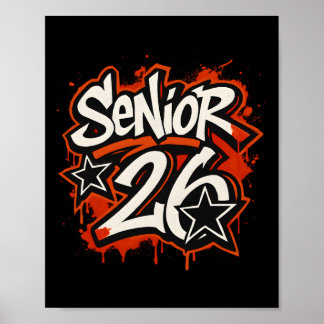 Poster Graduação Estilo Graffiti Drip Sênior 2026 Gráfico
