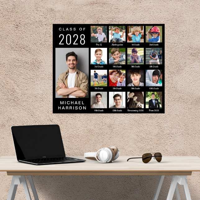 Poster Graduação Moderna 17 Colagem de Fotos Preta (Criador carregado)