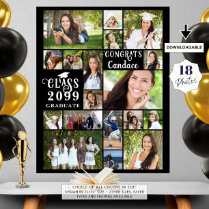 Poster Graduação Moderna 18 Classe de Colagem de Fotos An