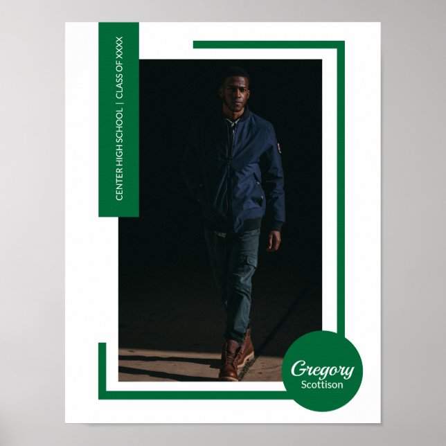 Poster Graduação Moderna de Foto Verde (Frente)