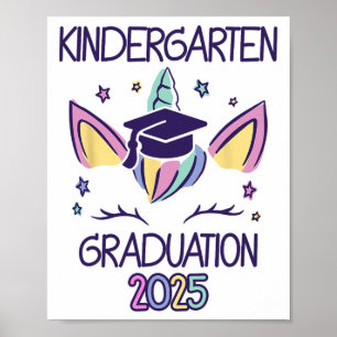 Poster Graduação no jardim de infância 2025 Unicorn Kinde