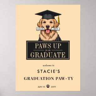 Poster Graduação Ouro Cute Retriever Sinal de Boas-vindas