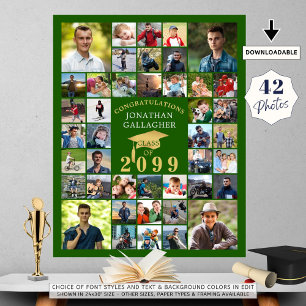 Poster Graduação Parabéns 42 Colagem de Fotos Dourada Ver