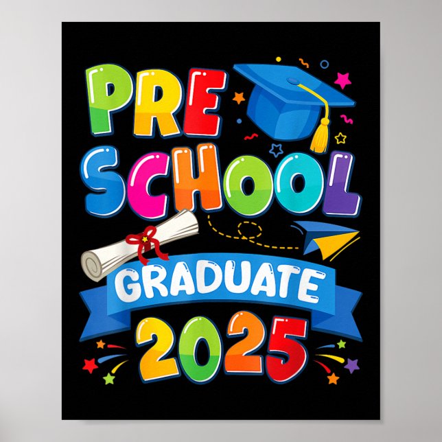Poster Graduação pré-escolar 2025 Crianças pré-k Formando (Frente)