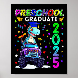 Poster Graduação pré-escolar 2025 Formando T-rex Kid pré-