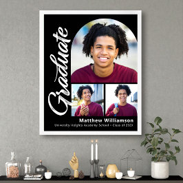 Poster Graduação Preta 3 Foto Negrito Arco Branco Script