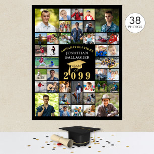 Poster Graduação Preto Dourado Parabéns 38 Colagem de Fot
