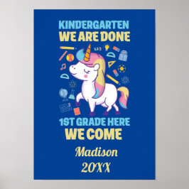 Poster Graduação Unicorn para jardim de infância de nível