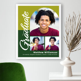 Poster Graduação Verde 3 Foto Negrito Arco Roteiro Modern