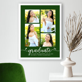 Poster Graduação Verde 4 Foto Script Coração Moderno Femi