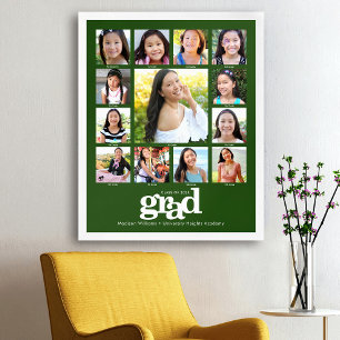 Poster Graduação Verde K–12 Colagem de Fotos Negrito Mode