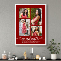 Graduação Vermelha 4 Foto Script Corações Moderno 