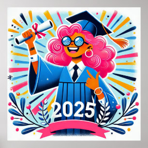 Poster Graduado Alegre de 2025 Celebrando Conquista