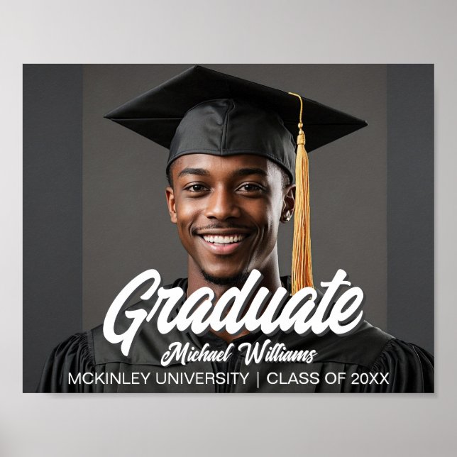 Poster Graduate Photo with Bold Script Graduation Party (Frente)