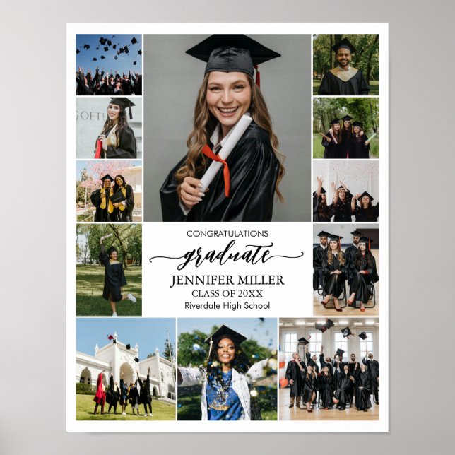 Poster Graduation Portrait Custom Senior Photo Collage (Frente)