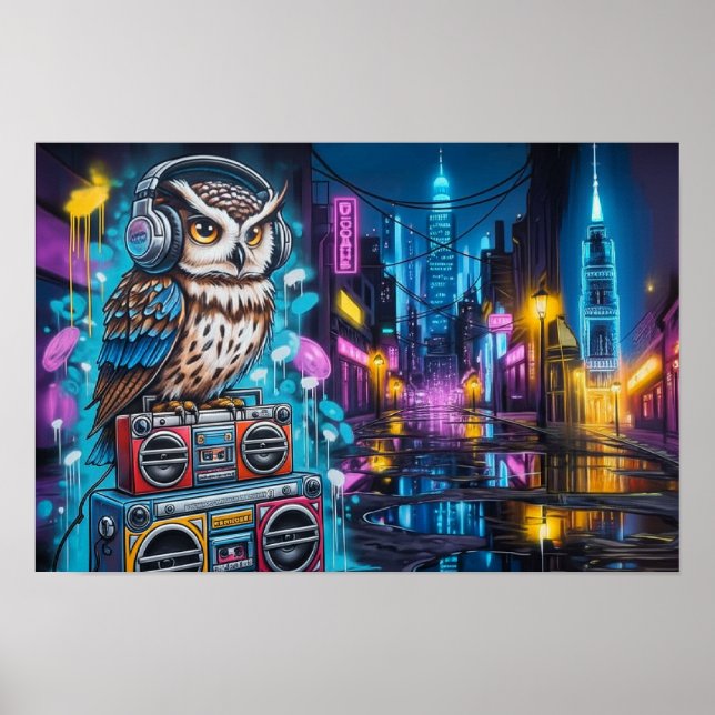 Poster Graffiti Coruja Groove (Frente)