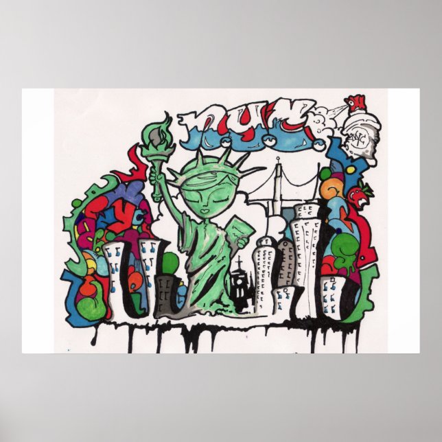 Poster graffiti statue of liberty (Frente)