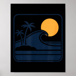 Poster Gráfica de pôr do sol da palmeira de férias na pra